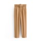 Women's New EU-US Style Slim-Fit High-Waist Casual Pants with Belt - Yellow Cropped Trousers