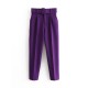 Women's New EU-US Style Slim-Fit High-Waist Casual Pants with Belt - Yellow Cropped Trousers
