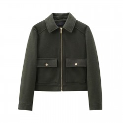 Women's Autumn EU-US Style Zipper-Detail Lapel Long Sleeve Baseball Jacket