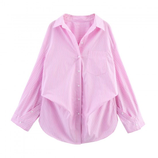 Women's Autumn EU-US Style Waist Cinched Long Sleeve Lapel Blouse