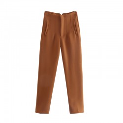 Women's Spring Autumn EU-US Style High-Waist Cropped Slim Casual Pants