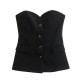 Y2K New Women's EU-US Style Flap-Detail Corset Vest + Split-Hem Straight Pants
