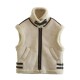 Y2K New EU-US Style Women's Fur Lined Fleece Patchwork Cotton Vest Gilet