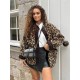 Women's Autumn Winter American Leopard Print Casual Loose Long Sleeve Jacket