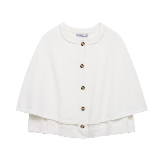 Autumn Fashion Women's Knit Crew Neck Shawl Cape Design Wool Sweater