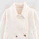 Women's Autumn Winter EU-US Style Lapel Long Sleeve Double-Breasted Wool Blend Coat