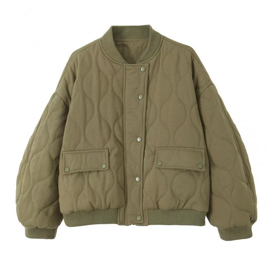 Women's Autumn Winter Fashion Loose Pilot Shoulder Washed Padded Jacket