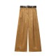 Women's 2026 Spring Summer EU-US Style Fashion Versatile Belted Satin Texture Wide-Leg Pants