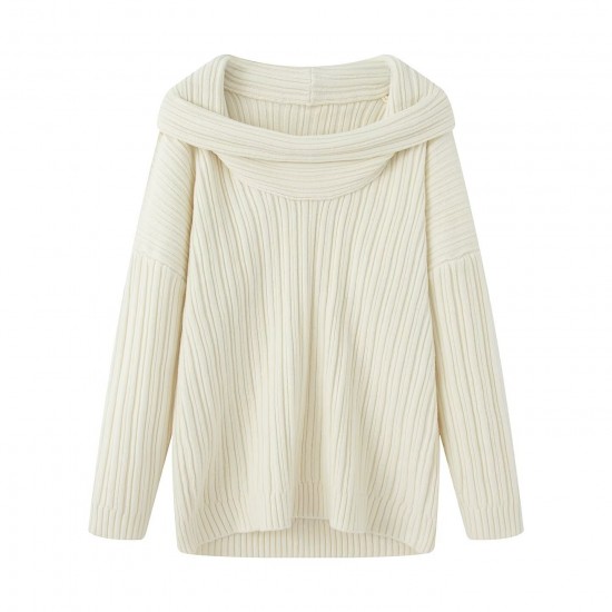 Women's Autumn EU-US Style Off-Shoulder Loose Casual Pullover Knit Sweater