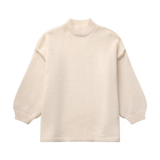 New EU-US Women's Spring Autumn Elegant Crew Neck Minimalist Thin Knitwear