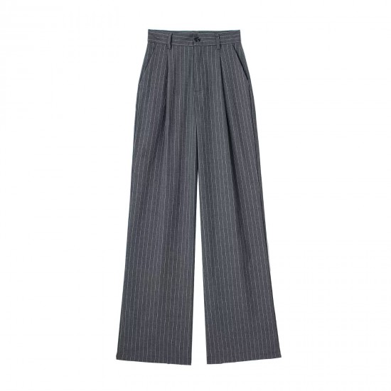 New Spring Autumn Women's Front Pleated High-Waist Casual Pants