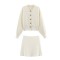 EU-US Fashion Button-Detail Knit Cardigan + High-Waist Mini Skirt Set for Women