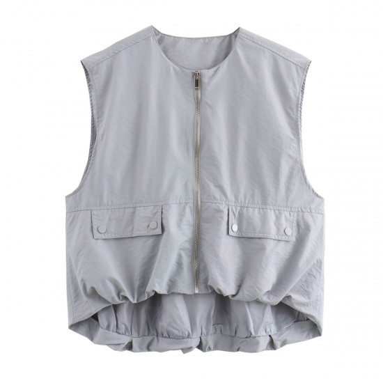 Y2K New Summer EU-US Style Women's Loose Casual Sleeveless Cardigan Vest