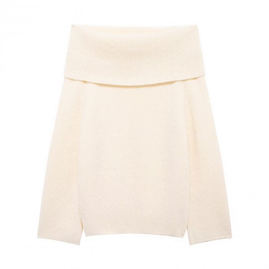 Women's Autumn Winter Off-Shoulder Sexy Slim Solid Color Pullover Sweater