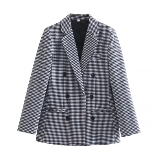 Women's New Autumn EU-US Style Plaid Double-Breasted Blazer - 5 Colors