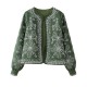 Women's New EU-US Street Style Crew Neck Printed Casual Lightweight Padded Jacket