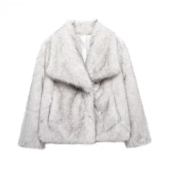 Women's Winter EU-US Fashion Elegant Celebrity Style Faux Fur Coat