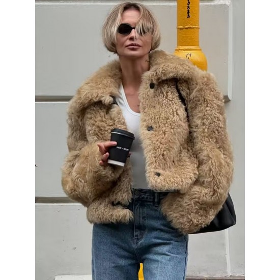 Women's Winter EU-US Style Lapel Long Sleeve Single-Breasted Faux Fur Coat