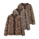 Women's Autumn Winter American Leopard Print Casual Loose Long Sleeve Jacket