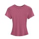 Women's Summer EU-US Kardashian Style Sexy Crew Neck Short Sleeve T-Shirt - Skims Inspired Solid Basic Ribbed Top