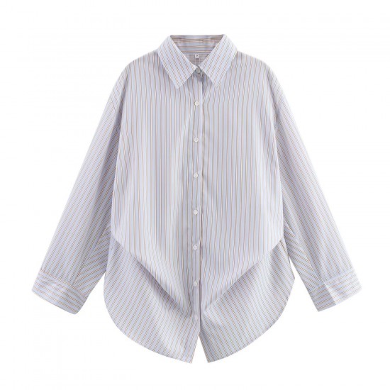 Women's Autumn EU-US Style Waist Cinched Long Sleeve Lapel Blouse