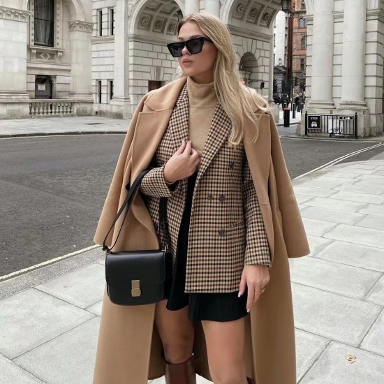 Women's New Autumn EU-US Style Plaid Double-Breasted Blazer - 5 Colors