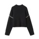 Women's Autumn Crew Neck Knit Sweater - Warm Versatile Chic Color Block Patchwork Jumper