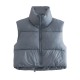 9-Color EU-US Women's New Spring Autumn Padded Vest Zipper Stand Collar Gilet