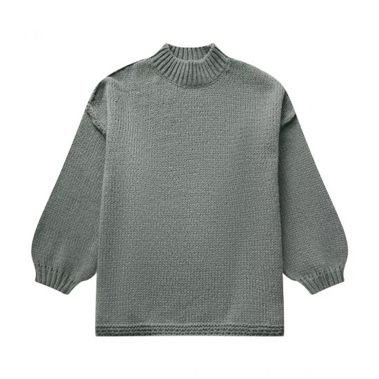 New EU-US Women's Spring Autumn Elegant Crew Neck Minimalist Thin Knitwear