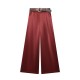 Women's 2026 Spring Summer EU-US Style Fashion Versatile Belted Satin Texture Wide-Leg Pants