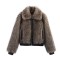 Women's Winter EU-US Style Lapel Long Sleeve Faux Fur Patchwork Jacket