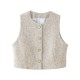 EU-US Fashion Metal Button Crew Neck Crop Vest + Belted Textured A-Line Shorts Set