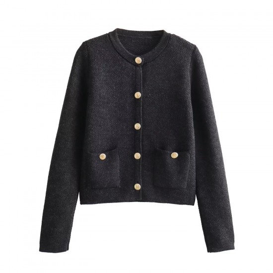 Women's New Spring Autumn Button-Detail Knit Cardigan - Chanel-Style Sweater