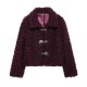 Women's Winter Fashion EU-US Style Lapel Knot Button Fleece Long Sleeve Jacket