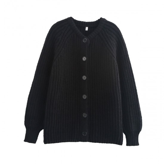 Women's Y2K EU-US Style New Autumn Solid Color Long Sleeve Knit Sweater Cardigan