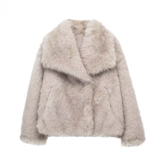 Women's Winter EU-US Fashion Elegant Celebrity Style Faux Fur Coat