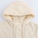 New Winter Women's EU-US Retro Cable Knit Quilted Patchwork Hooded Cardigan Vest
