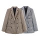 Women's New Autumn EU-US Style Plaid Double-Breasted Blazer - 5 Colors