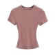 Women's Summer EU-US Kardashian Style Sexy Crew Neck Short Sleeve T-Shirt - Skims Inspired Solid Basic Ribbed Top