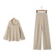 Women's New Autumn Slouchy Loose Big Lapel Knitwear + High-Waist Pants Set