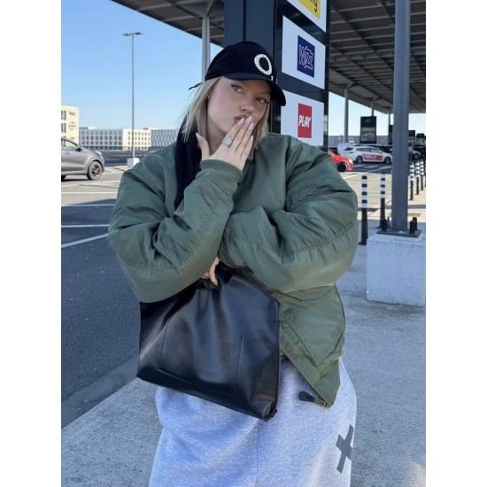 Women's Autumn Winter EU-US Style Lapel Pocket-Detail Padded Jacket