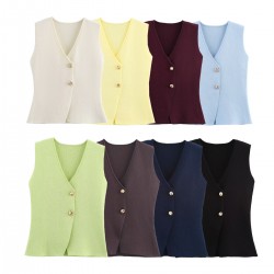 10-Color Knit Vest - New Fashion Casual EU-US Style Women's Top for AliExpress