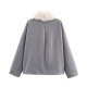 Women's Autumn Winter EU-US Style Detachable Faux Fur Collar Wool Blend Jacket