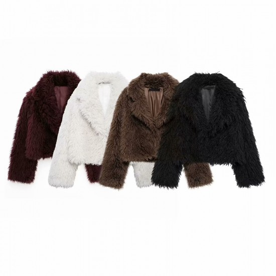 Women's New EU-US Winter Style Fashion Versatile Faux Fur Short Jacket