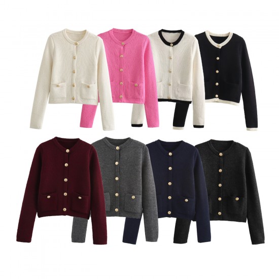 Women's New Spring Autumn Button-Detail Knit Cardigan - Chanel-Style Sweater