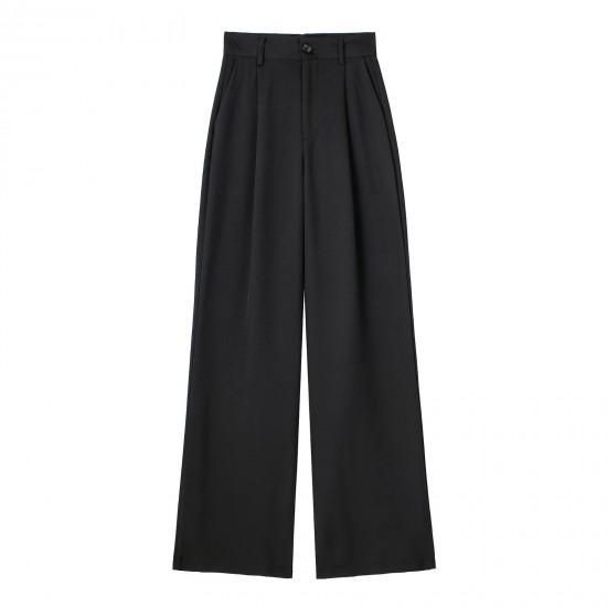 New Spring Autumn Women's Front Pleated High-Waist Casual Pants