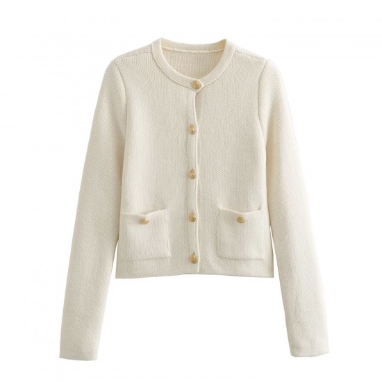 Women's New Spring Autumn Button-Detail Knit Cardigan - Chanel-Style Sweater