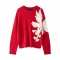 Autumn Golden Scale Floral Contrast Jacquard Embroidered Knit Sweater for Women