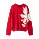 Autumn Golden Scale Floral Contrast Jacquard Embroidered Knit Sweater for Women