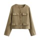 New Autumn Winter Women's Chanel-Style Fashion Button-Detail Short Blazer